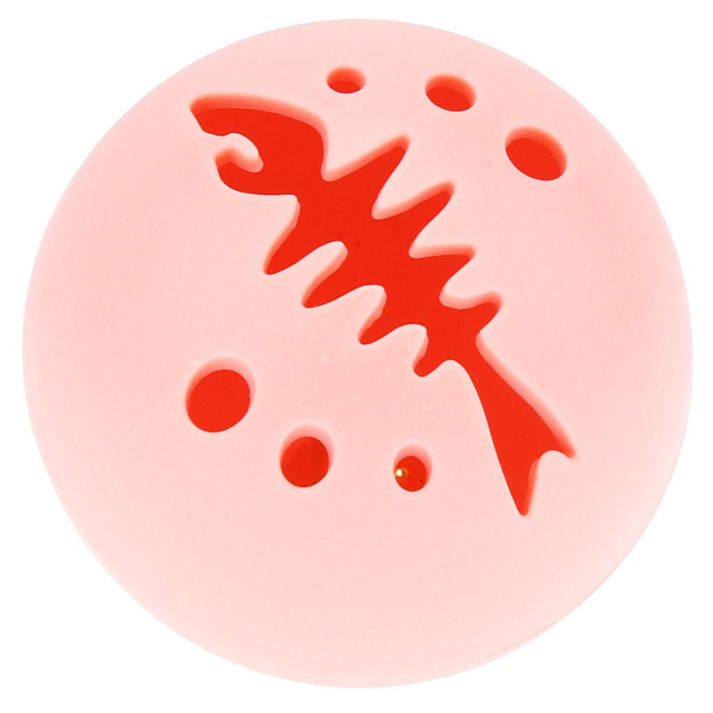 Игрушка для кошки "Мяч-рыбья кость" д4,7см h4,7см, пластик, с бубенчиком, светящаяся, в коробке, цвета в ассортименте: белый, серый, розовый (Китай)
