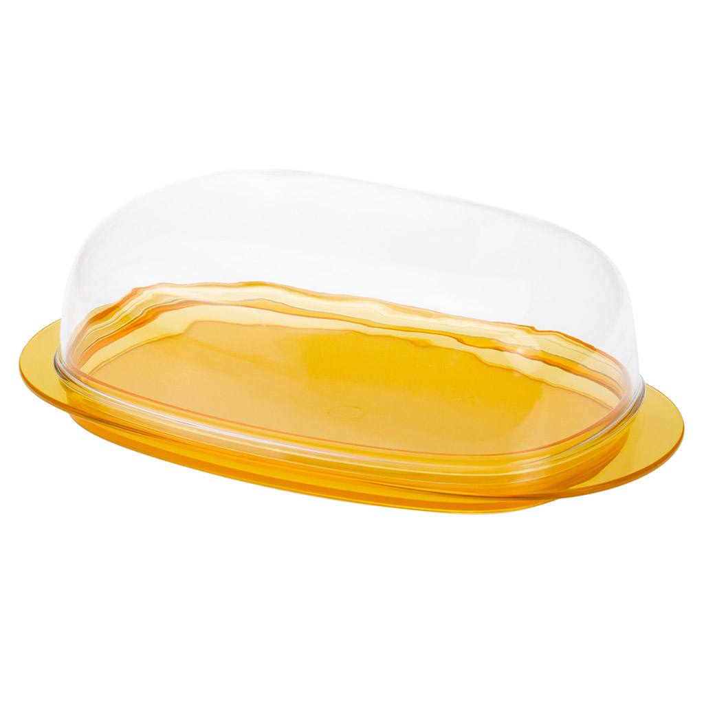 Масленка пластмассовая "Кристалл" 19х10х6см, прозрачная крышка, желтый (Россия)