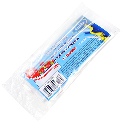 Пакеты для замораживания и хранения продуктов "Антелла" 1л, 15х20см, 20шт, 35 мкм, с замком zip lock (Китай)
