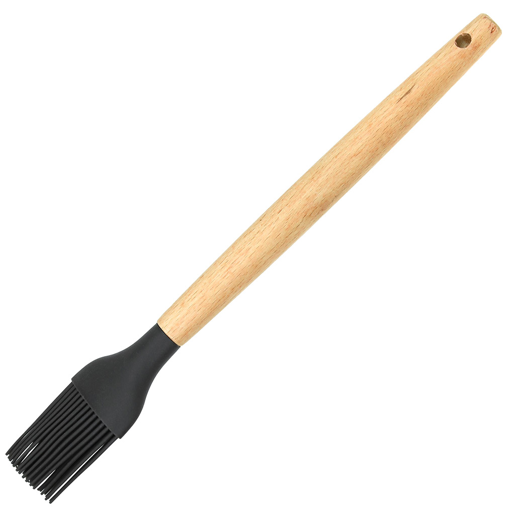 Кисточка кулинарная силиконовая 27,2х3,6см, деревянная ручка (Китай) "Полесье"