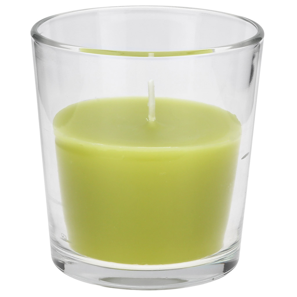Свеча "Зеленый чай", д8см, h8см, ароматизированная, время горения 21-22 часов, стеклянный стакан, 220гр, в картоне, "Lumi" (Россия)