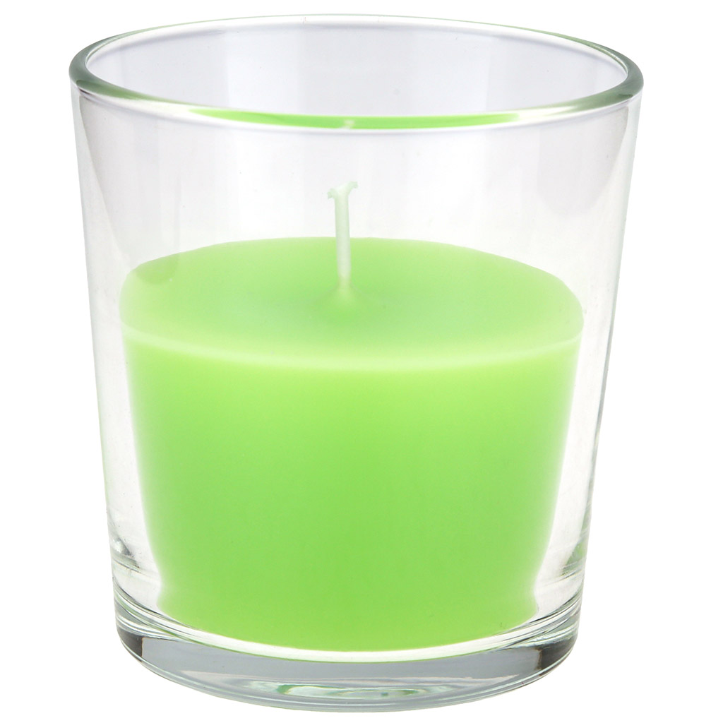 Свеча "Яблоко", д8см, h8см, ароматизированная, время горения 21-22 часов, стеклянный стакан, 220гр, в картоне, "Lumi" (Россия)
