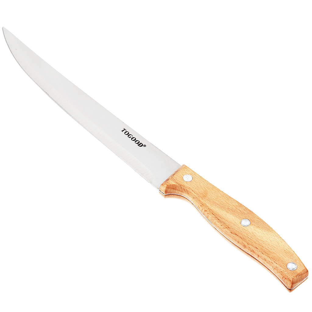 Нож кухонный "Синьор" 195мм из нержавеющей стали, деревянная ручка, в блистере (Китай)
