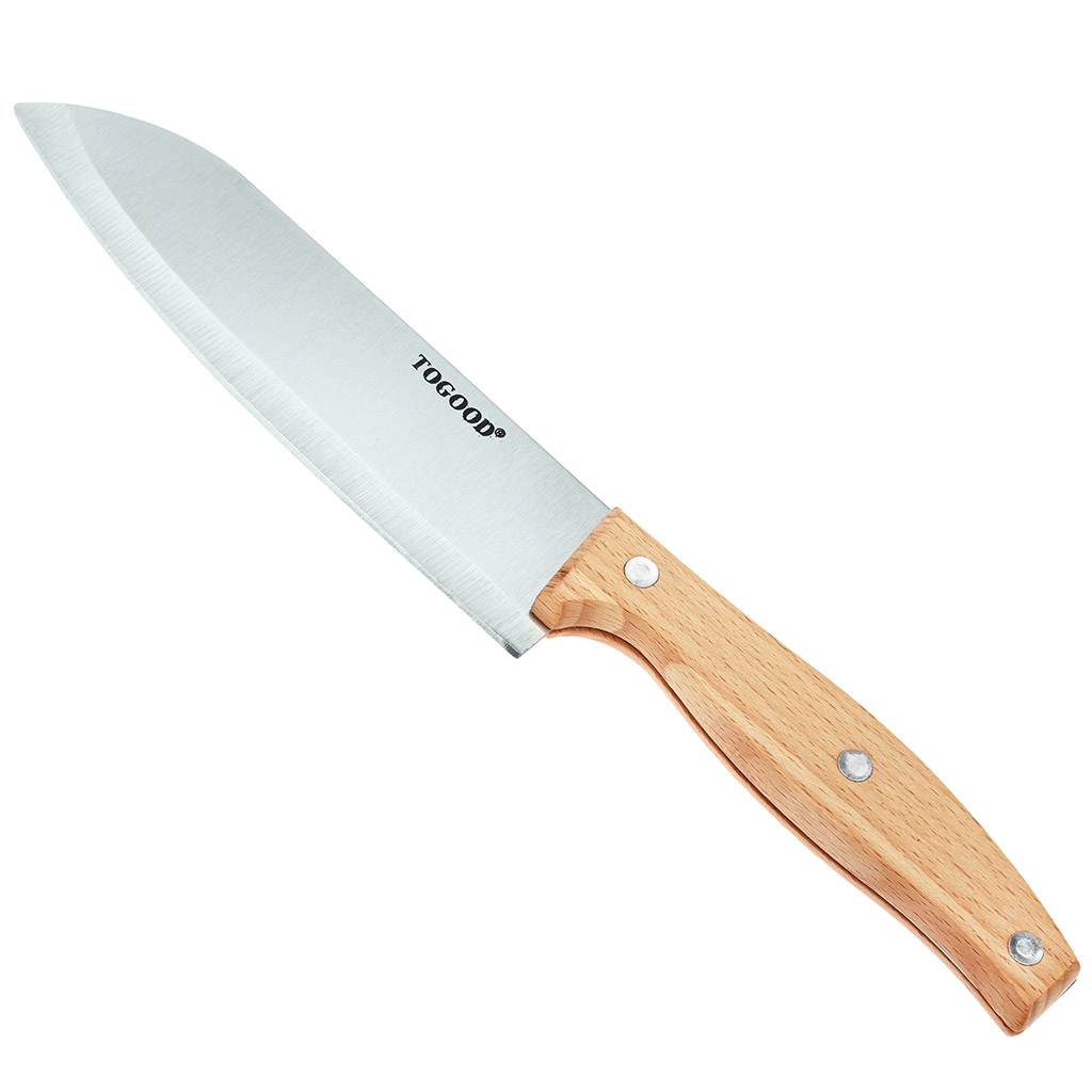 Нож кухонный "Синьор" 160мм из нержавеющей стали, широкое лезвие, деревянная ручка, в блистере (Китай)