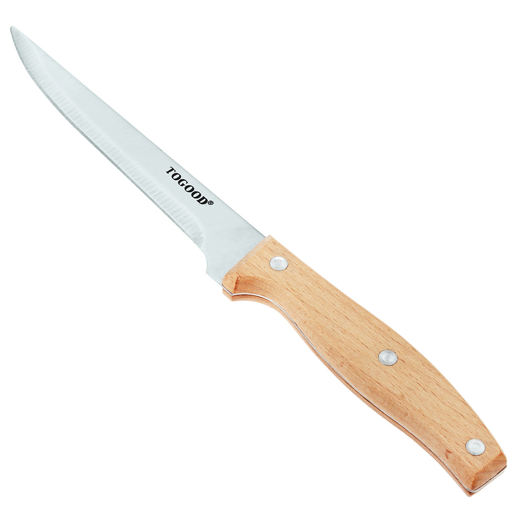 Нож кухонный "Синьор" 135мм из нержавеющей стали, деревянная ручка, в блистере (Китай)