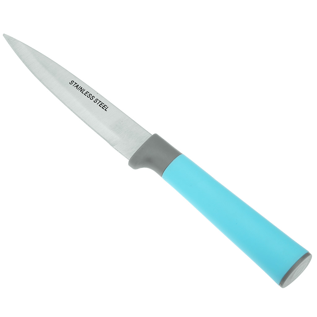 Нож для овощей "Стефани" 100мм из нержавеющей стали, пластмассовая ручка, цвета в ассортименте: розовый, голубой, в блистере (Китай)