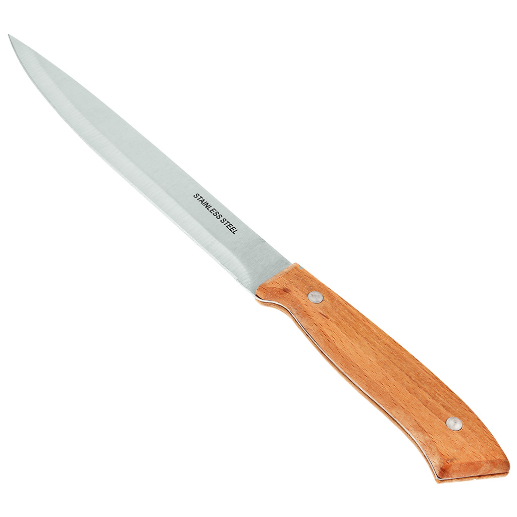 Нож кухонный "Орех" 185мм из нержавеющей стали, деревянная ручка, в блистере (Китай)