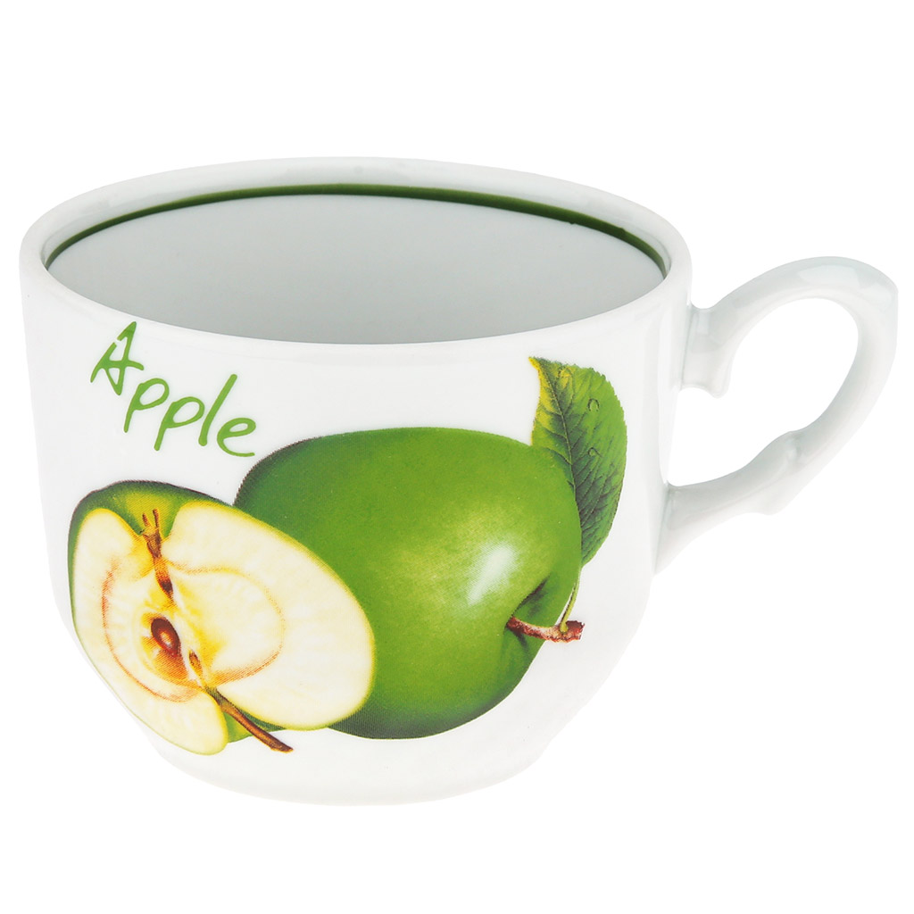 Чашка фарфоровая "Зеленое яблоко" 250мл, форма "Кирмаш" (Беларусь)