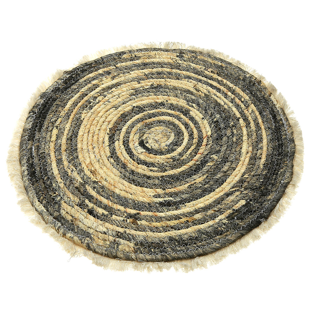 Циновка плетеная "Мексика" д50см, с бахромой, листья кукурузного пачатка, ручная работа (Китай)