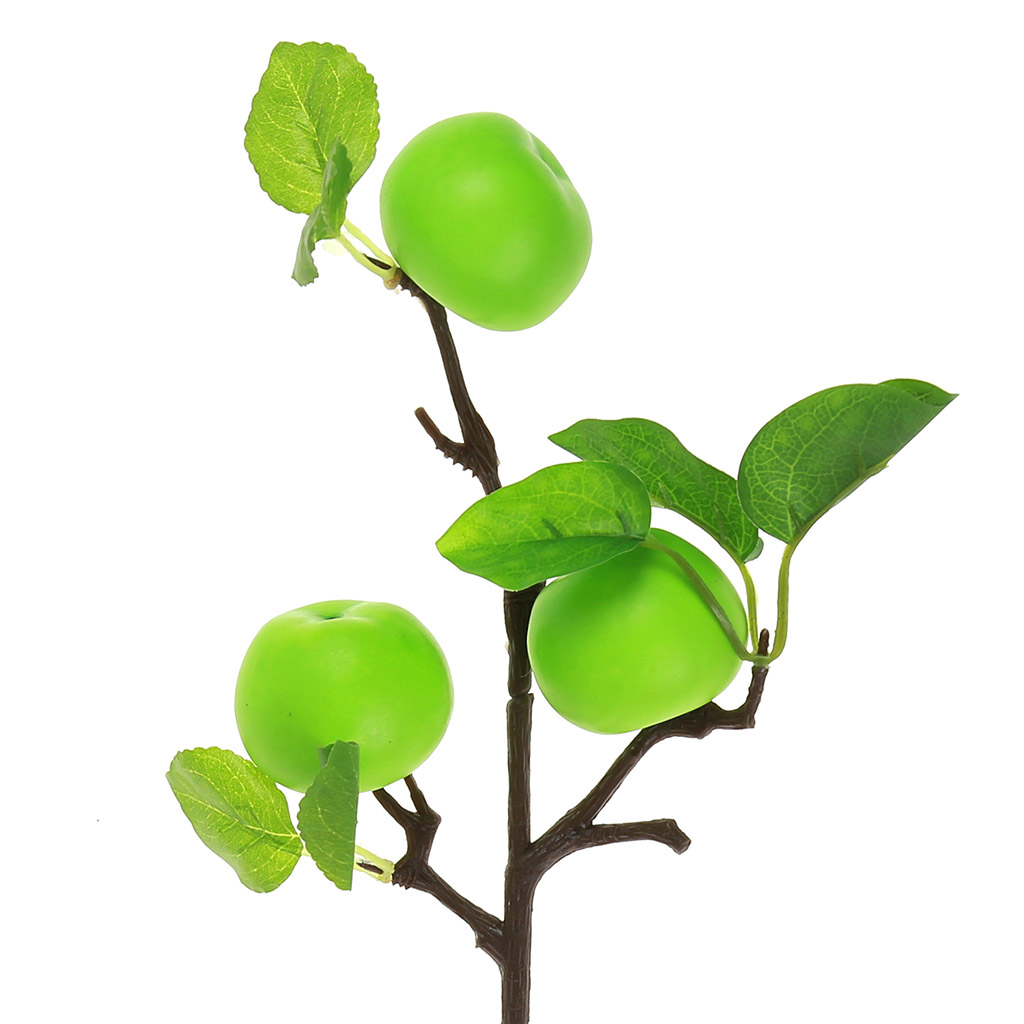 Декоративная ветка "Яблоки зеленые" 37см 3 плода 4х4,5см (Китай)
