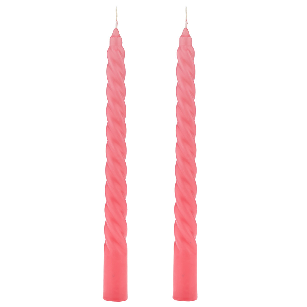 Свеча "Витая Люкс" д2,2см, h25см, розовый, время горения 6ч, набор 2шт, 110гр, индивидуальная упаковка, "Euro Candle" (Россия)