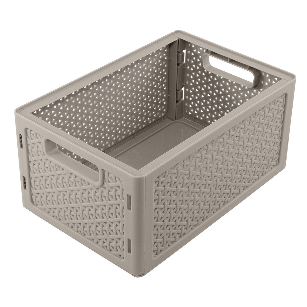 Контейнер-ящик для хранения пластмассовый "Wenge" 4,3л, 24х16х11см, складной, серый, Idiland (Россия)