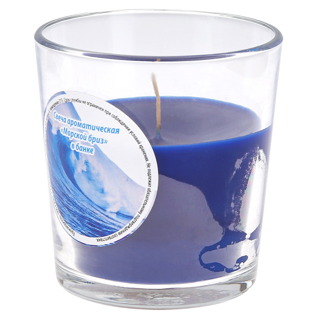 Свеча "Морской бриз" д8,5см, h7,5см, ароматизированная, время горения 6ч, стакан, 320гр, "Euro Candle" (Россия)