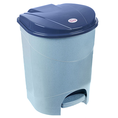 Ведро для мусора с педалью пластмассовое 7л, д22см, h29см, в комплекте с внутренним ведром, голубой-мрамор (Россия)