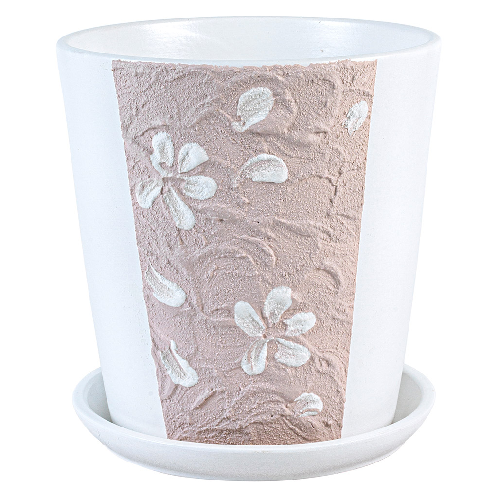 Горшок для цветов керамический "Велсофт-3" 1,5л, д15см, h15,5см, форма "Конус", с поддоном, кофейный (Россия)