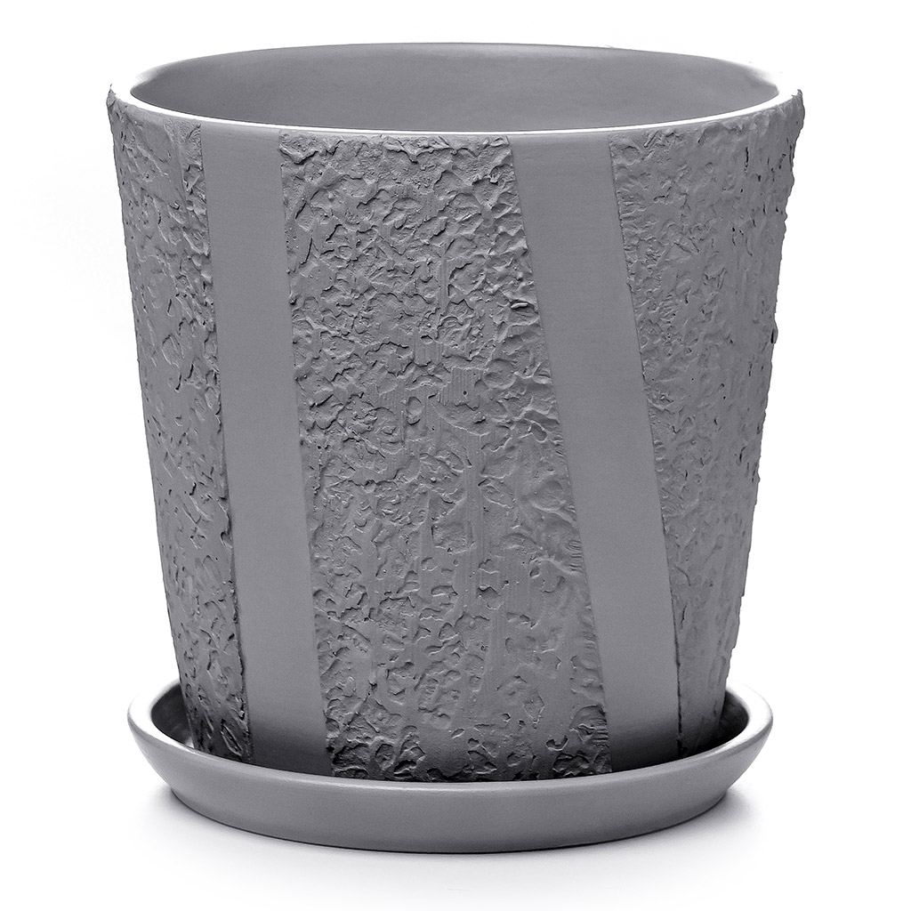 Горшок для цветов керамический "Стрит-2" 0,9л, д12см, h12см, форма "Конус", с поддоном, серый (Россия)