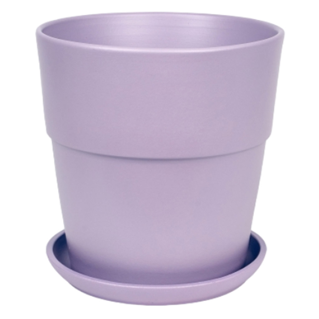 Горшок для цветов керамический "Элбербери-2" 0,9л, д12см, h12см, форма "Конус борт", с поддоном, фиолетовый (Россия)
