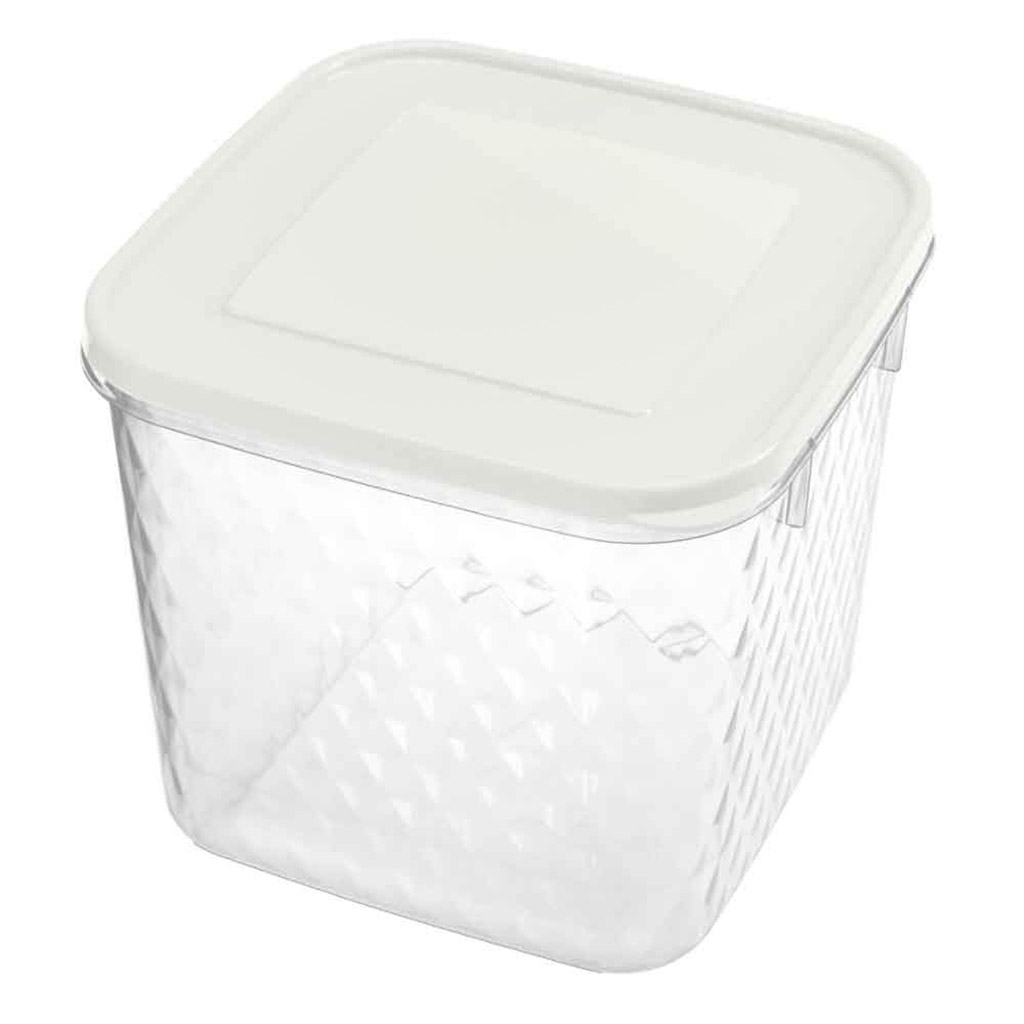 Контейнер для заморозки и хранения продуктов пластмассовый "Кристалл" 1,8л, 14х14х12,5см, белый, Phibo (Россия)