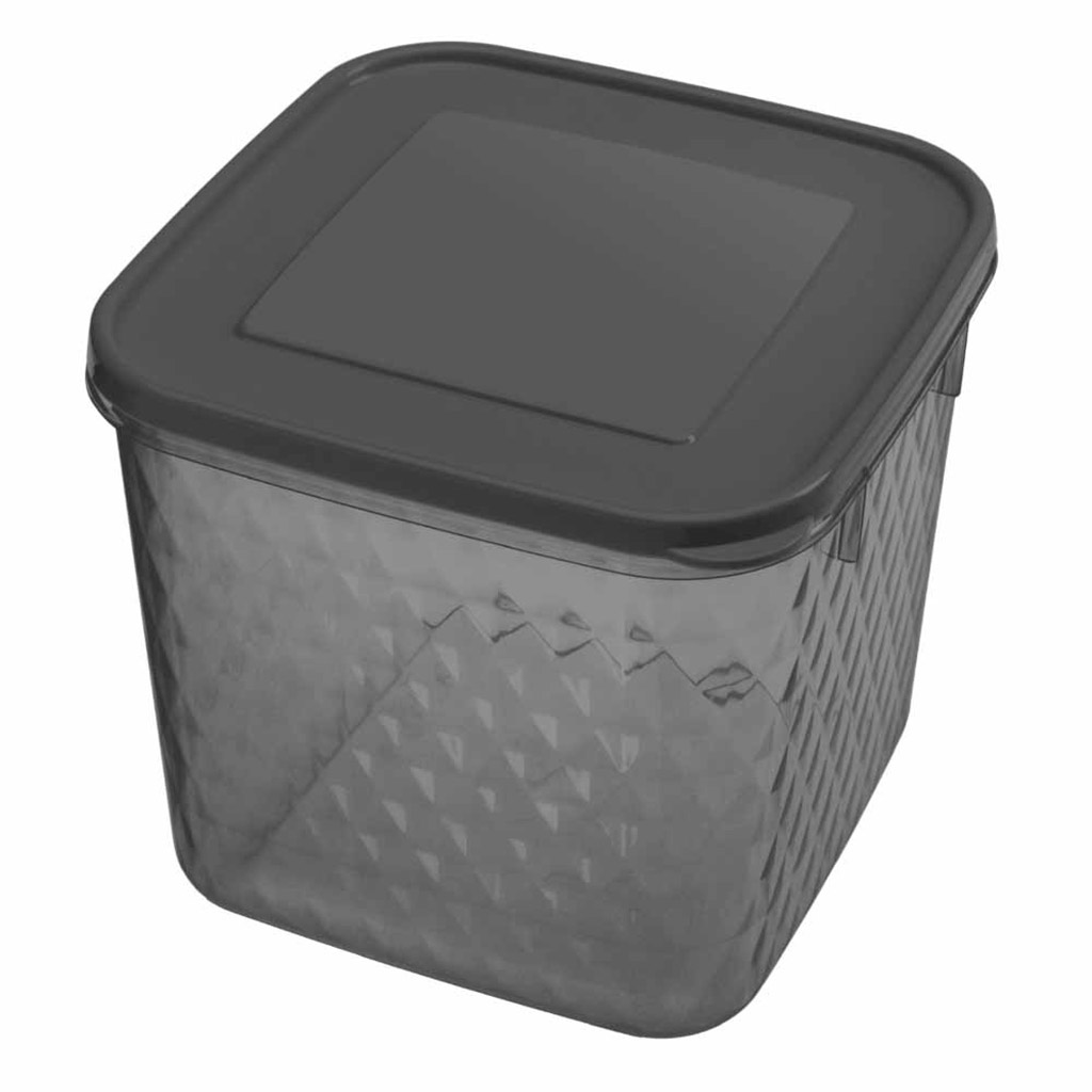 Контейнер для заморозки и хранения продуктов пластмассовый "Кристалл" 1,8л, 14х14х12,5см, черный, Phibo (Россия)