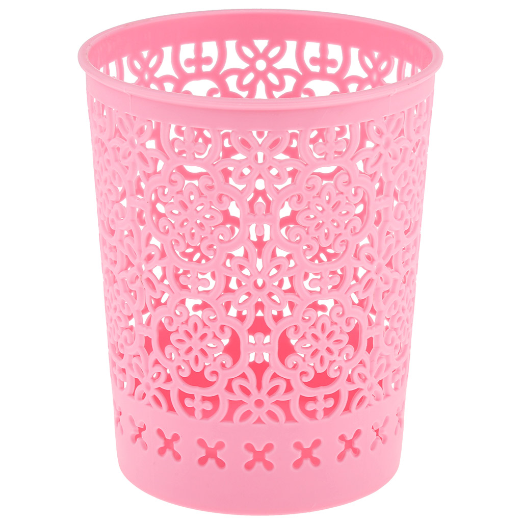 Корзина пластмассовая для хранения "Марокко" д9,8см h12см, матовый пластик, цвет - розовый (Китай) "Домашняя мода"