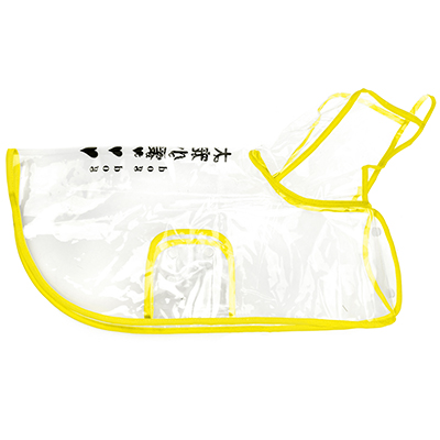Одежда для собаки "Плащ с капюшоном" прозрачный, на кнопках р-р L 33см, желтый кант, ПВХ (Китай)