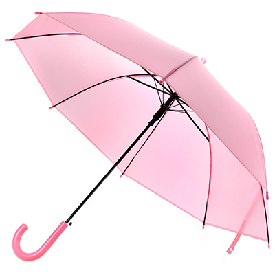Зонт-трость полуавтомат "Мадам" PEVA, 8 лучей, д/купола 90см, 76см в сложенном виде, пластмассовая ручка, матовый, розовый, 290гр (Китай)