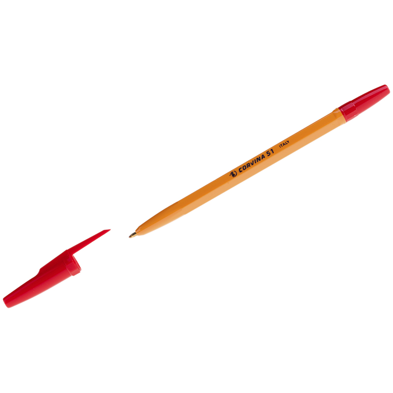 Ручка шарик. Corvina "51 Vintage" красная, 1,0мм, желтый корпус