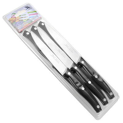 Нож для мяса 110мм из нержавеющей стали, пластмассовая ручка "Пират" (Китай) Цена указана за штуку. В блистере 6 штук.