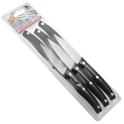 Нож для овощей 80мм из нержавеющей стали, пластмассовая ручка "Пират" (Китай) Цена указана за штуку. В блистере 6 штук.