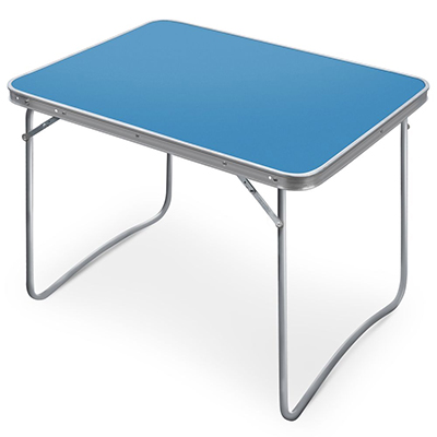 Стол складные ножки 78х60х61см, металлический каркас, пластмассовая столешница, алюминиевая окантовка, голубой (Россия)