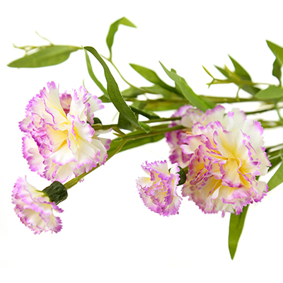 Букет "Гвоздика" 70см, цветки из ткани, бело-сиреневый (Китай)