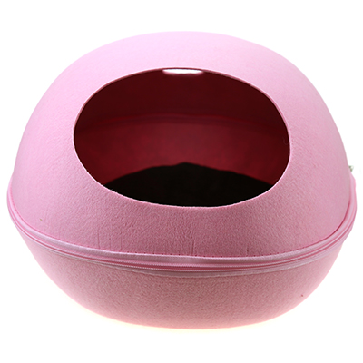 Домик для кошек и собак 48х38х24см "Яйцо" с подстилкой, розовый, плотный войлок (Китай)