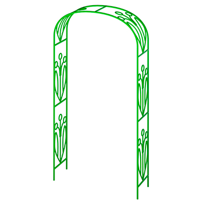 Арка для вьющихся растений "Ландыш" 230х36,5см, дуга 125см, труба д1,6см, прямая, разборная, металл, зеленая эмаль (Россия)