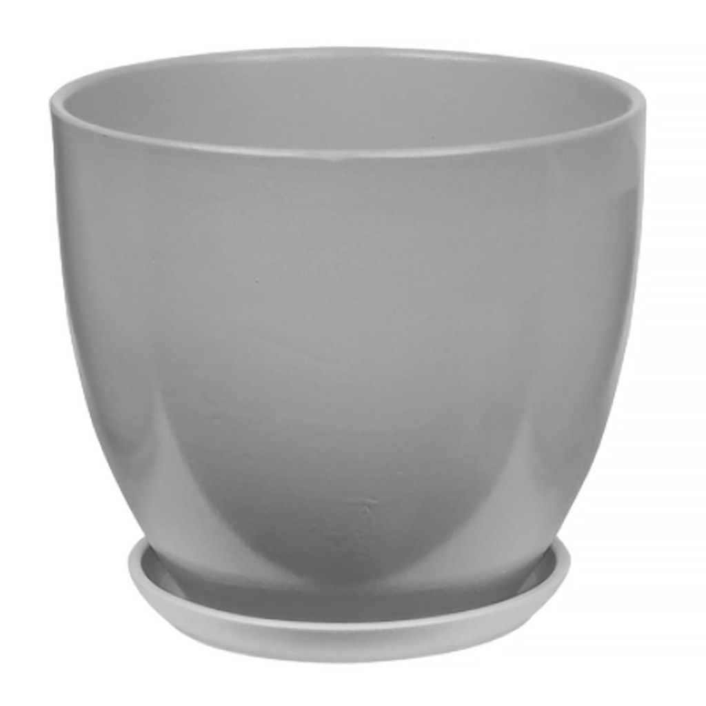 Горшок для цветов керамический "Колор Гейм-2" 0,6л, д12см, h10см, форма "Высокий овал", с поддоном, серый (Россия)
