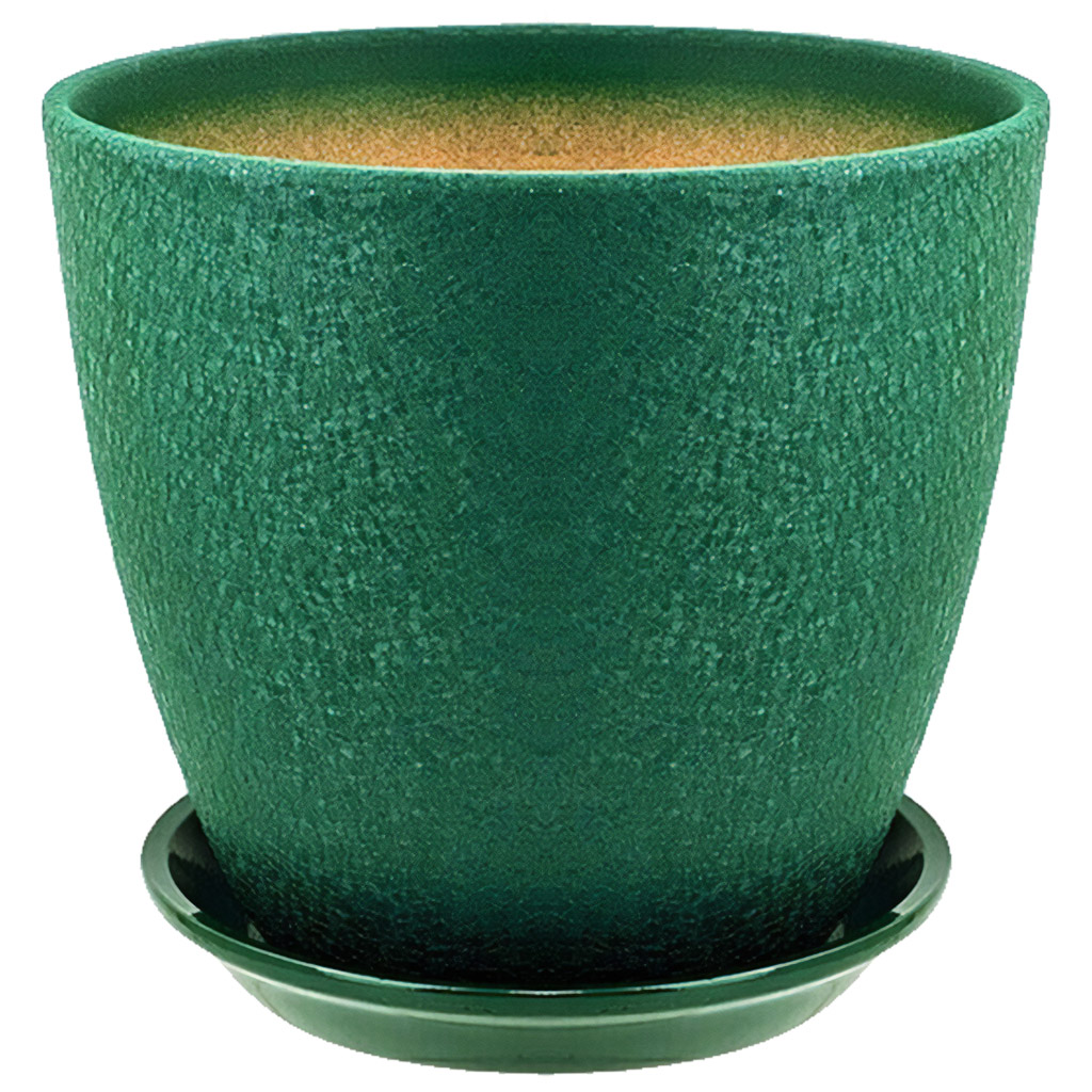 Горшок для цветов керамический "Винил" 2л, д15см, h15см, форма бутон, ручная работа, зеленый (Россия)