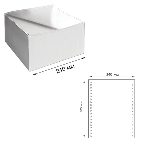 Бумага самокопирующая с перфорацией белая, 240х305 мм (12), 2-х слойная, 900 комплектов, белизна 90%, DRESCHER, 110756