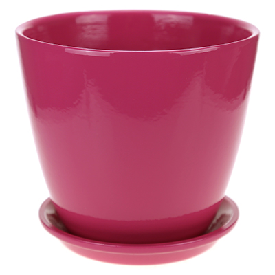 Горшок для цветов керамический "Глянец" 2л, д15см, h15см, форма бутон, ручная работа, розовый (Россия)