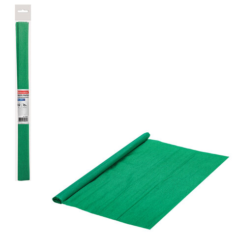 Бумага гофрированная/креповая, 32 г/м2, 50х250 см, темно-зеленая, в рулоне, BRAUBERG, 112525