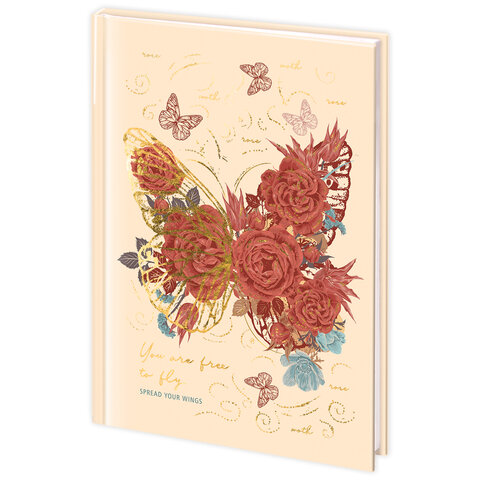 Ежедневник недатированный А5 (145х215 мм), ламинированная обложка с фольгой, 128 л., STAFF, Butterfly, 113524