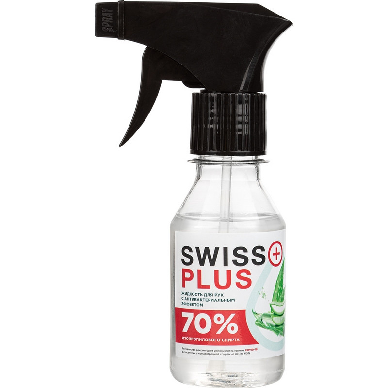 Антисептик кожный Swiss Plus, спиртовой 0,1 л, дозатор-распылитель