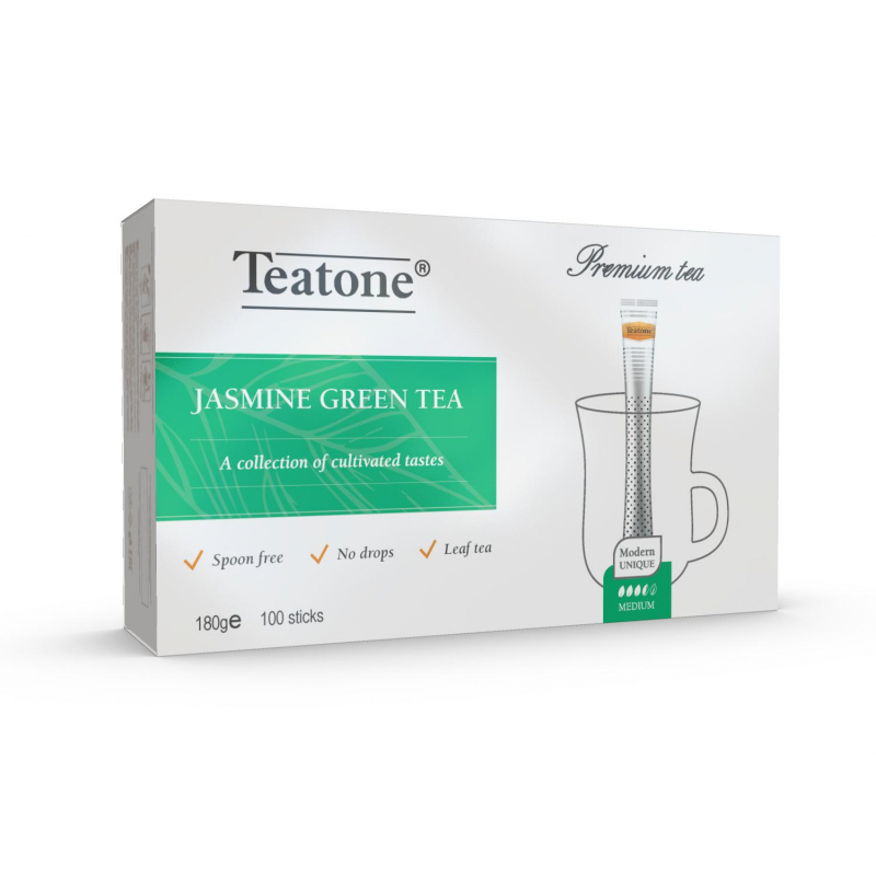 Чай зеленый с ароматом жасмина TEATONE в металл.стике, 100шт/уп. 1242