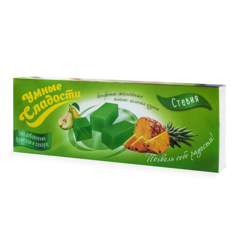 Мармелад Умные сладости Di&amp;amp,Di желейные ананас-зеленая груша,стевия, 90г