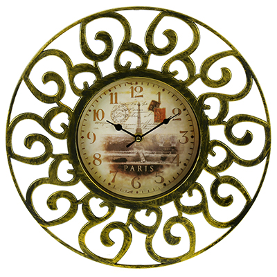Часы настенные "Ажурная ковка-2" д35,5х4см, мягкий ход, циферблат фотопечать, пластм., золото (Китай)