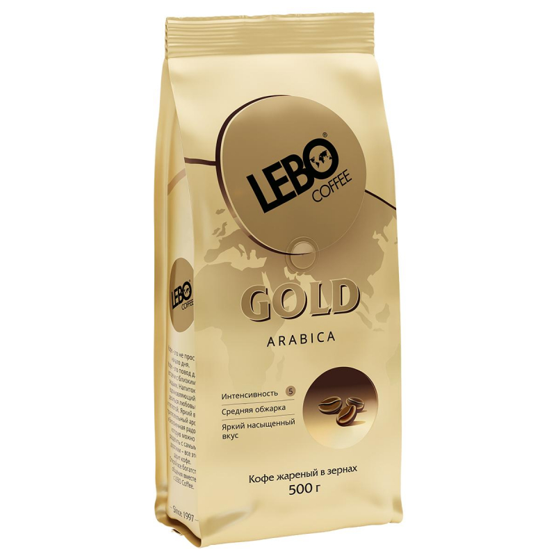 Кофе Lebo Gold  в зернах,арабика,средней обжарки, 500г