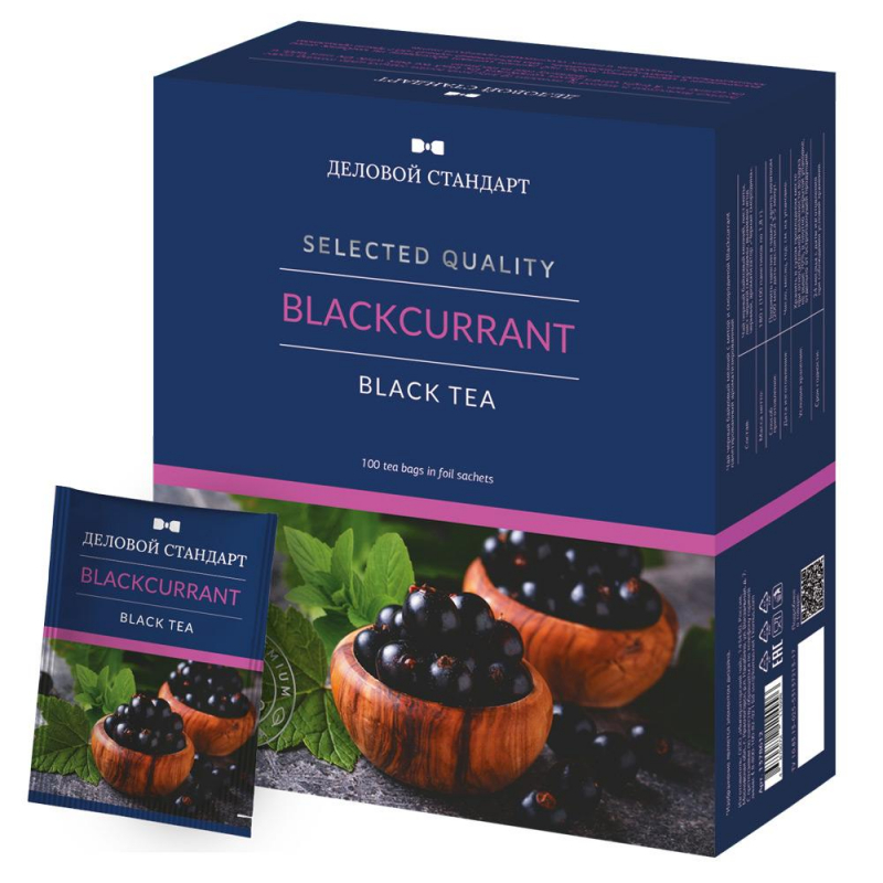 Чай Деловой Стандарт blackcurrant черный 100 пакx1,8гр/уп