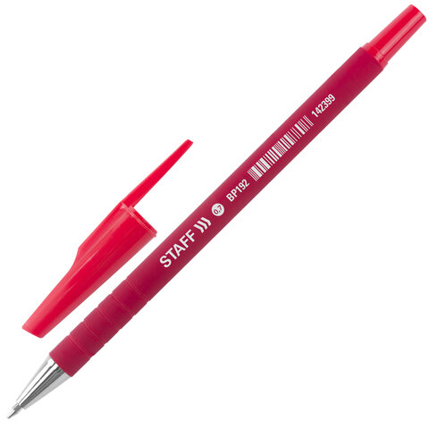 Ручка шариковая STAFF EVERYDAY, КРАСНАЯ, корпус прорезиненный красный, узел 0,7 мм, линия письма 0,35 мм, 142399