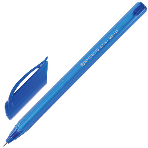 Ручка шариковая масляная BRAUBERG Extra Glide Tone, СИНЯЯ, трехгранная, узел 0,7 мм, линия письма 0,35 мм, 142924