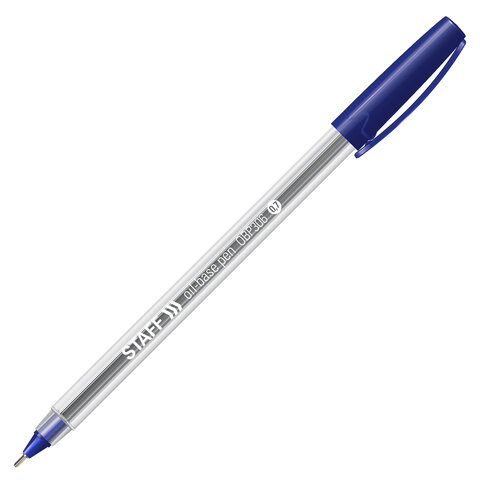 Ручка шариковая масляная STAFF Basic OBP-306, СИНЯЯ, игольчатый узел 0,7 мм, линия письма 0,35 мм, 143009