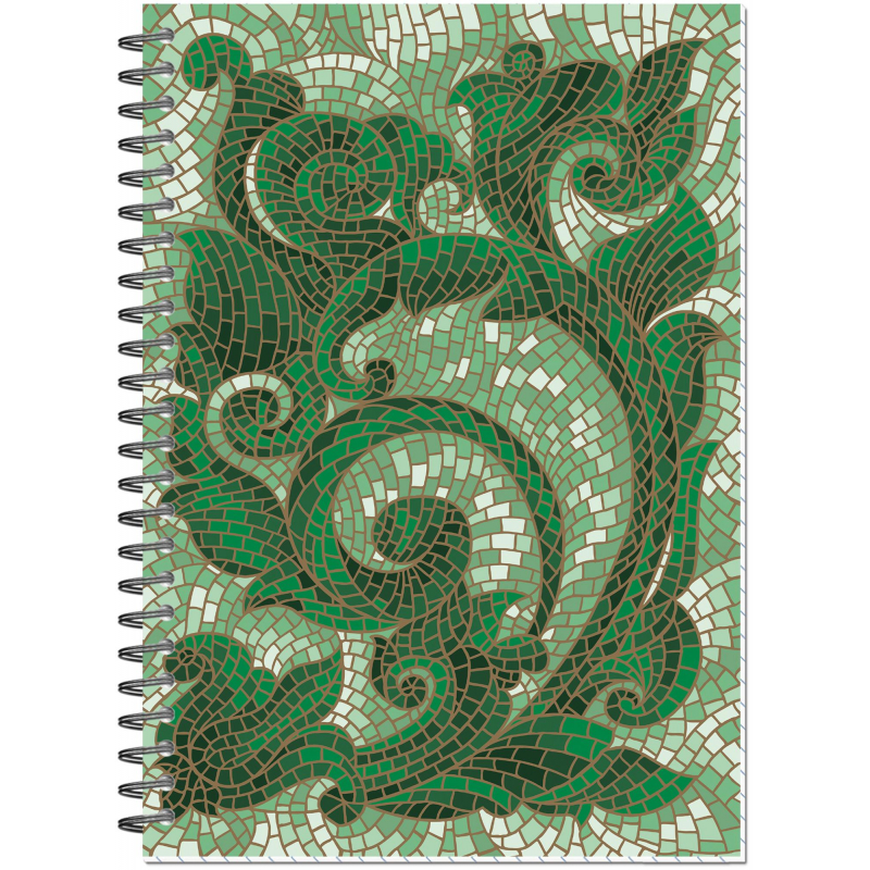Бизнес-тетрадь Мозаика зеленая обложка УФ лак, спираль, А5, 80л, клетка