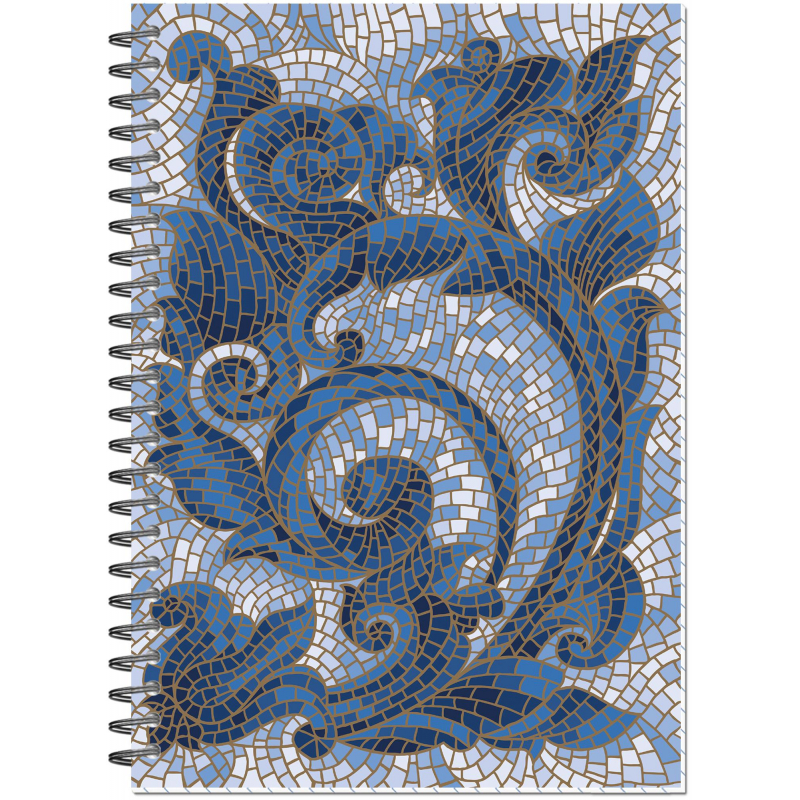 Бизнес-тетрадь Мозаика синяя обложка УФ лак, спираль, А5, 80л, клетка